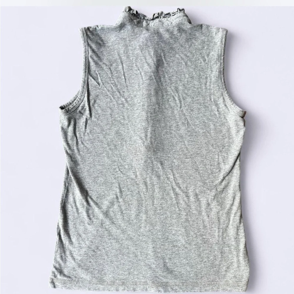 Tory Burch Lidia Grey Sleeveless Ruffle Top - Picture 2 of 3